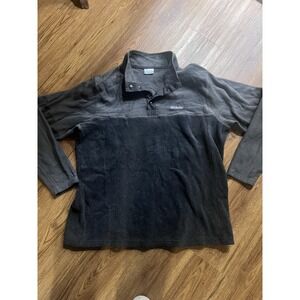 Columbia Mens 2XL Gray Pullover 1/4 Button Casual Cotton/Poly Long Sleeve